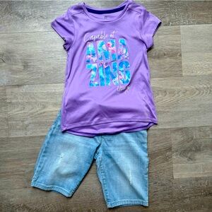 Champion Top XS & Children’s place denim Bermuda Shorts size 7/8